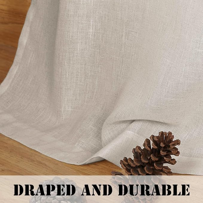 H.VERSAILTEX Light Filtering Linen Textured Curtains for Living Room Window Treatment Natural & Durable Privacy Added Draperies/Drapes/Panels/Treatment, Rod Pocket (2 Pack, 52 x 54 Inch, Angora)