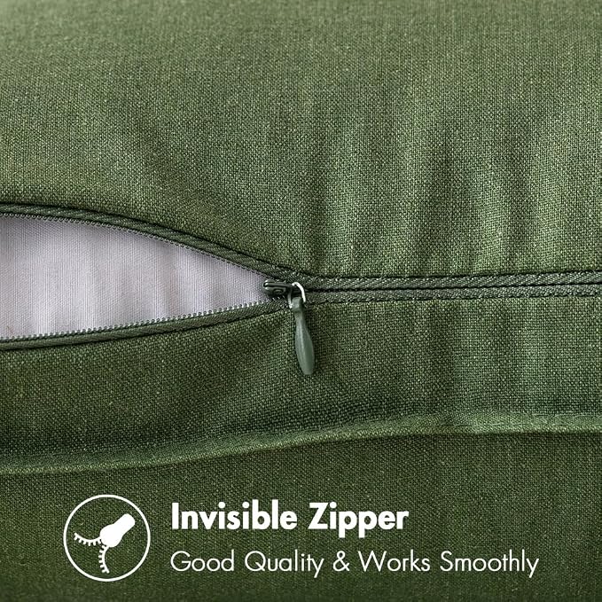 MIULEE Pack of 2 Decorative Linen Pillow Covers 20x20 Inch Moss Green | Spring Boho Farmhouse Modern Soft Accent Throw Pillows Neutral Cushion Covers for Sofa Couch Bed Living Room Home Decor