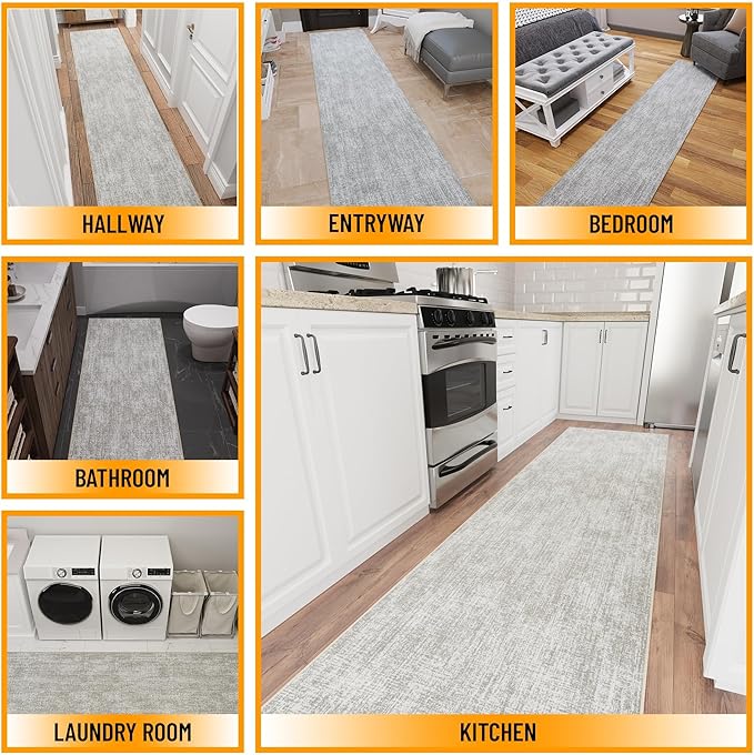 Ottomanson Aisle Runner Rug 1'10.5" x 36' – Soft Non-Slip Rug, Low Pile Carpet for Hallways, Events, Churches & Extra-Long Indoor Spaces, Solid Beige