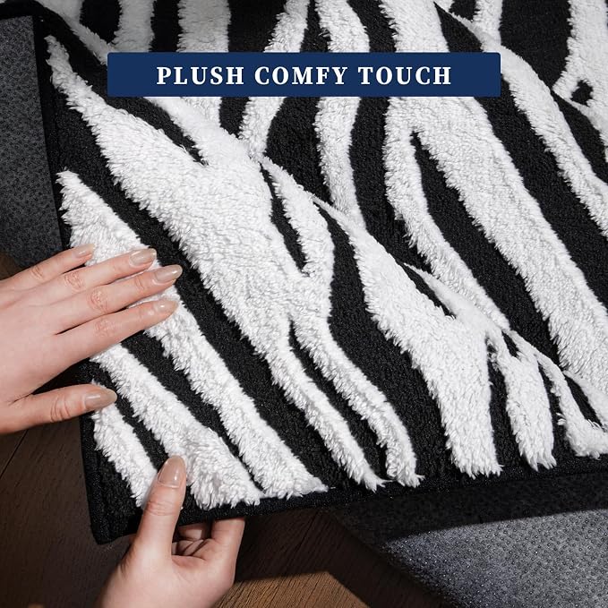 YIHOUSE 4x6 Ft Zebra Area Rugs, Abstract Modern Black and White Washable Rug, Nonslip Non-Shedding Plush Soft Carpet for Living Room Dining Room Office Playroom Home Decor