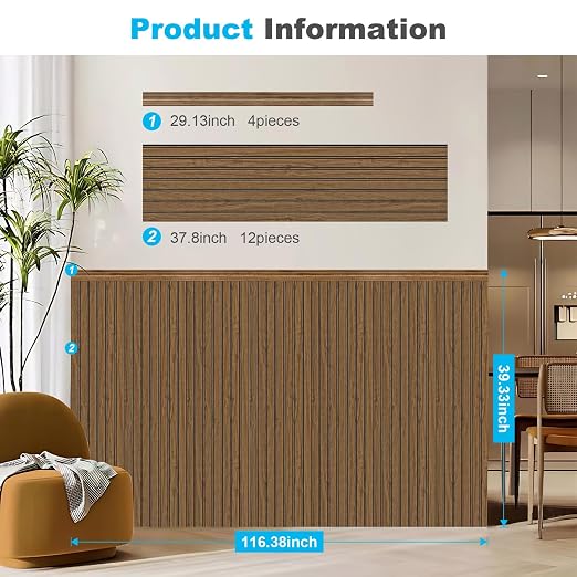 Art3d Wainscotting Wall Panel Kit, 37.8" Tall Beadboard Panels for Walls, Polystyrene Board and Batten Wall Panel Kit, Easy DIY Decorative Trim for Living Room, Kitchen, Bedroom – Covers 31 Sq.Ft