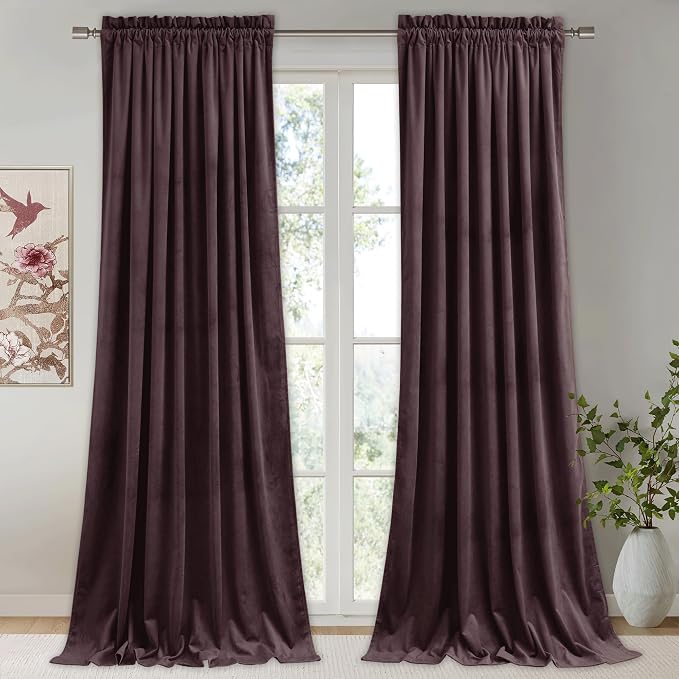 StangH Luxury Purple Curtains 96 inches Privacy Window Drapes, 2 Panels | 300GSM Heavy Soft Velvet, Thermal Insulation, Privacy & Noise Reducing, Bedroom, Living Room, Dining Room, Theater
