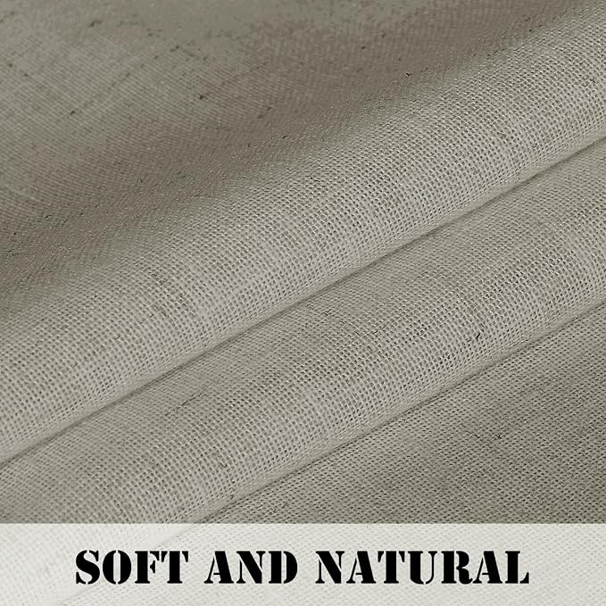 H.VERSAILTEX Linen Curtains Elegant Natural Linen Semi Sheer Curtains Energy Light Filtering Rod Pocket Window Treatments Panels for Living Room (Set of 2, Oatmeal, 52 inch W X 96 inch L)