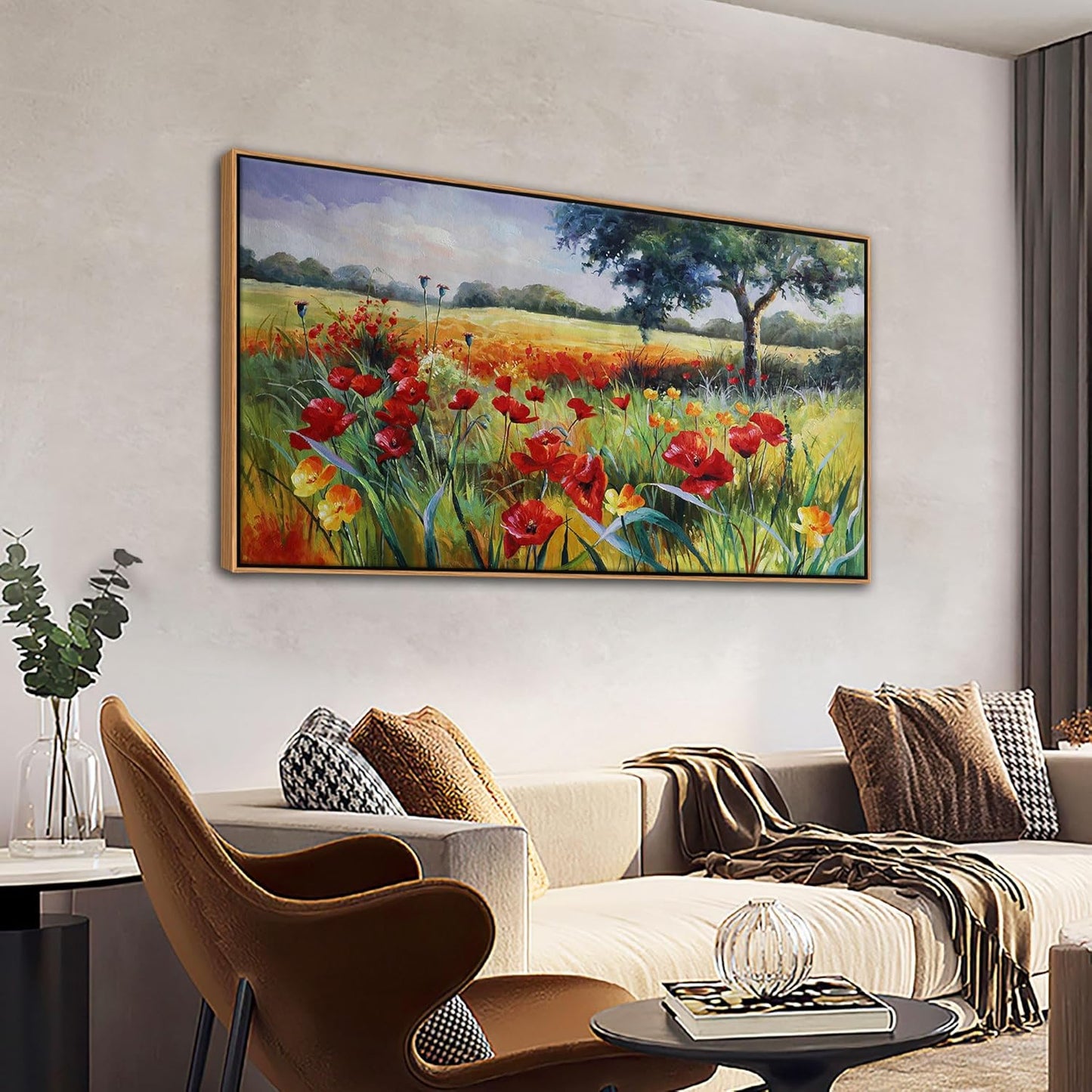 Green Tree Wall Art - Large Canvas for Living Room & Bedroom - Framed 24x48