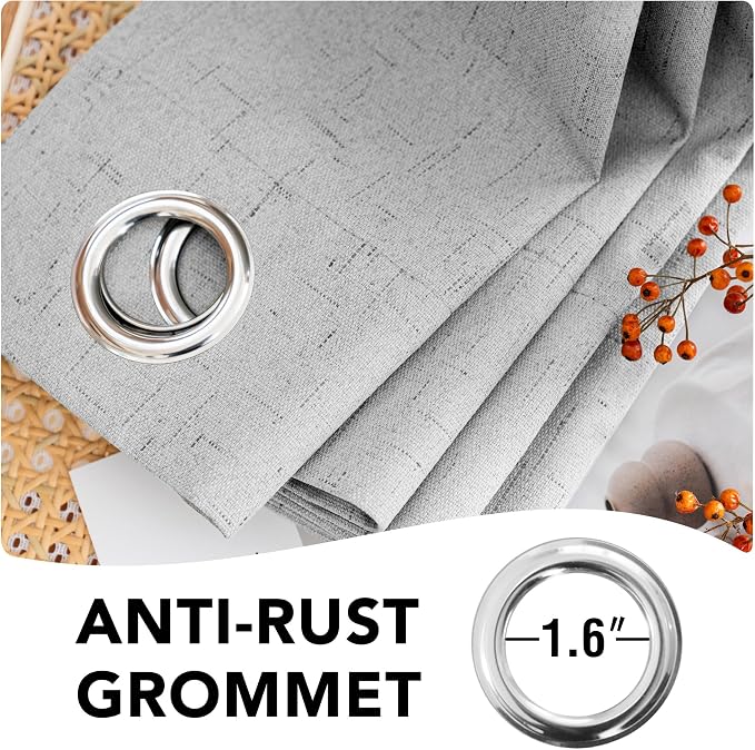 H.VERSAILTEX 100% Blackout Curtains for Bedroom Thermal Insulated Linen Textured Curtains Heat and Full Light Blocking Drapes Living Room Curtains 2 Panel Sets, Glacier Gray, 42x84 Inch