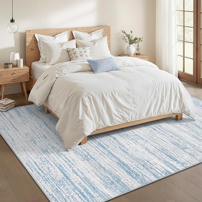 Area Rug 5x7 Living Room Rugs: Washable Modern Rug Non-Slip Soft Rugs Stain Resistant Printed Rug Indoor Carpet for Bedroom Kitchen Dining Room Nursery Home(Blue, 5'x7')