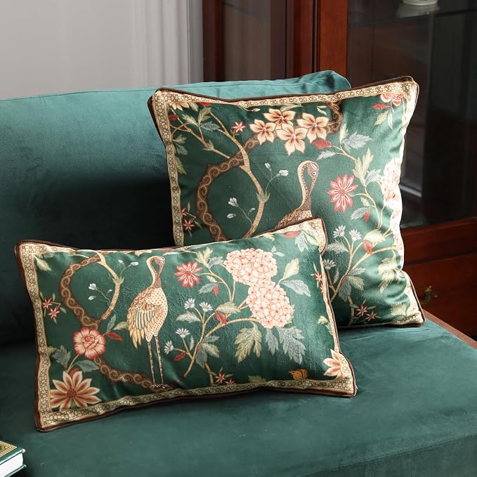 ISAENNE Designer French Velvet Throw Pillow Cover,Set of 2,20"x12"-Mitchell | Pillow Cover,Concealed Zipper Design,Dragonfly Pattern,Sofas,Bedroom,Living Room,Lounge Chairs,All Season Home Decor