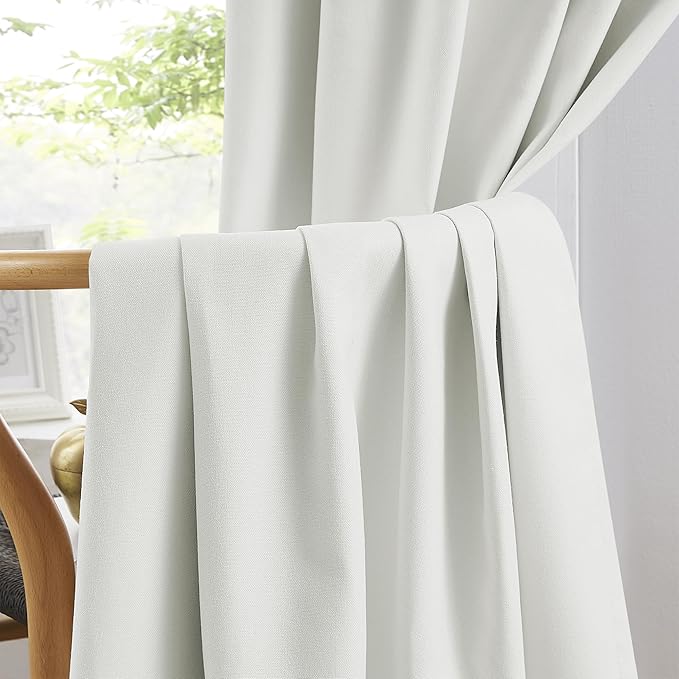 KEQIAOSUOCAI Natural Blackout Curtains 105 Inch Length 2 Panels, Boho Farmhouse Window Curtain Drapes for Living Room Rod Pocket/Back Tab/Hook Belt 34 by 105-inch