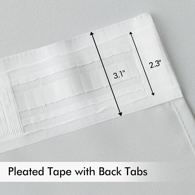 MIULEE Back Tab Light Blocking Curtains 90 Inch Long 2 Panels Set for Living Room Bedroom, Greyish White Rod Pocket/Pinch Pleated Thermal Insulated Room Darkening Blackout Curtains, 52 x 90 Inch