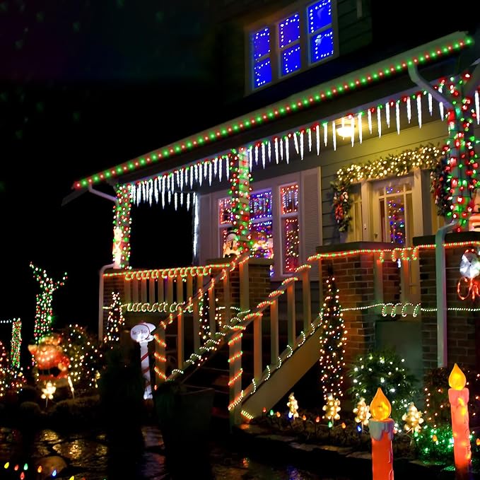 50ft LED Rope Lights Outdoor, 360 LED Connectable and Flexible Tube Lights with 8 Modes, Waterproof LED Rope Lighting for Garden Patio Pool Bedroom PartyIndoor Outdoor Christmas Decor (Red & Green)