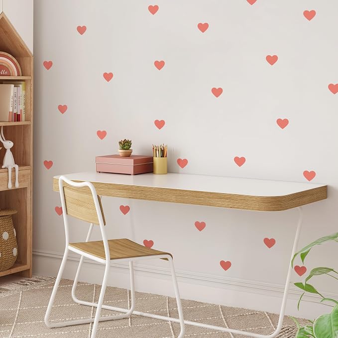 Removable Wall Decals for Kids Room – Peel and Stick Wall Stickers for Girls & Boys Bedroom, Playroom & Nursery – Easy to Apply Wall Decor - Red Hearts