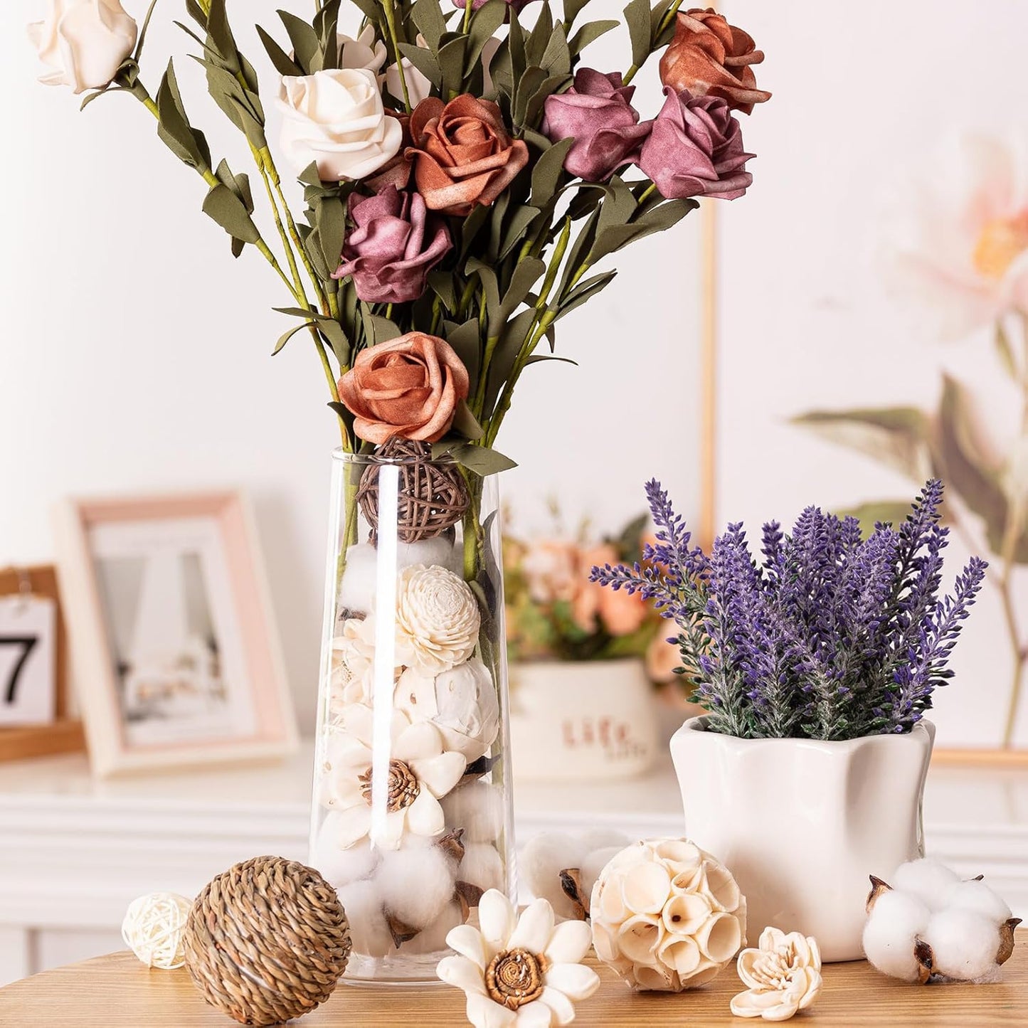 23Pcs Decorative Balls for Potpourri Bowl Filler, Bowl Filler for Table Centerpiece Home Decor, Woven Rattan Wicker Balls, Rattan Wicker Orbs Fillers for Vase Jar Dough Bowl