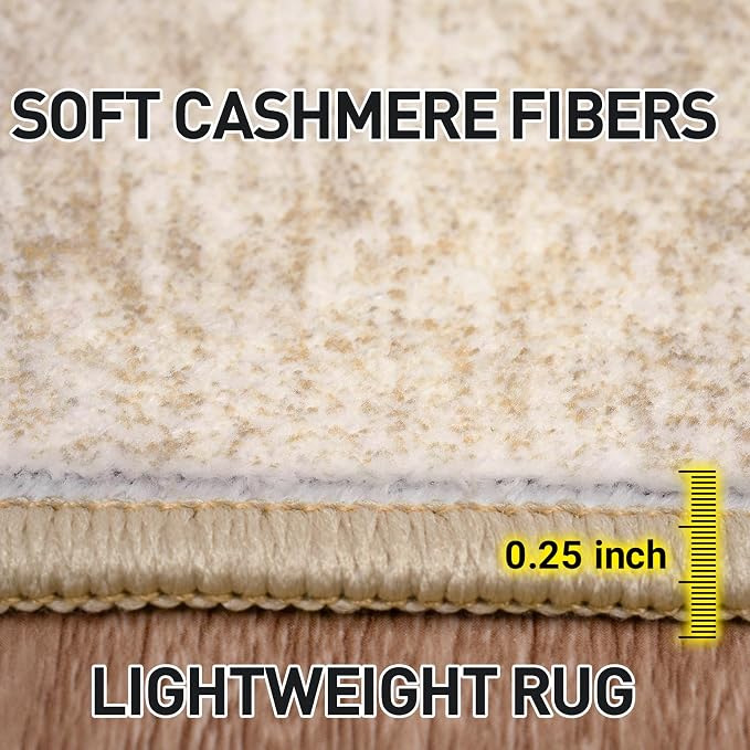 5x7 Area Rugs Washable Rug: Modern Abstract Living Room Rug Soft Anti-Skid Thin Carpet Indoor Floor Non-Shedding Carpets for Bedroom Dining Room Farmhouse Nursery Home Office - Beige