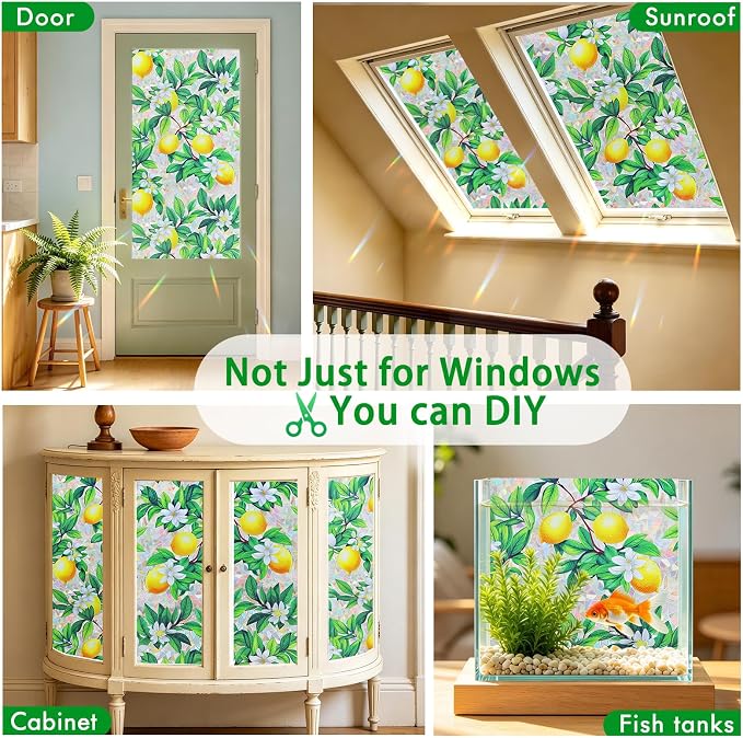 SOMWISE Rainbow Window Privacy Film,Heat Control,UV Blocking,Anti-Glare,Day & Night Privacy Protection & Decoration for Home, Bathroom,Glass Door,Static Cling,Renter-Friendly with Installation Tools