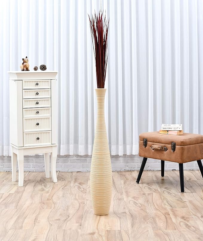 Leewadee Tall Vase Filler, Natural Grass Stems – 2 Bunches of Colored Branches for Vases, Carefully Dried Twigs for Home and Bar Decoration, 45 inches, Bordeaux