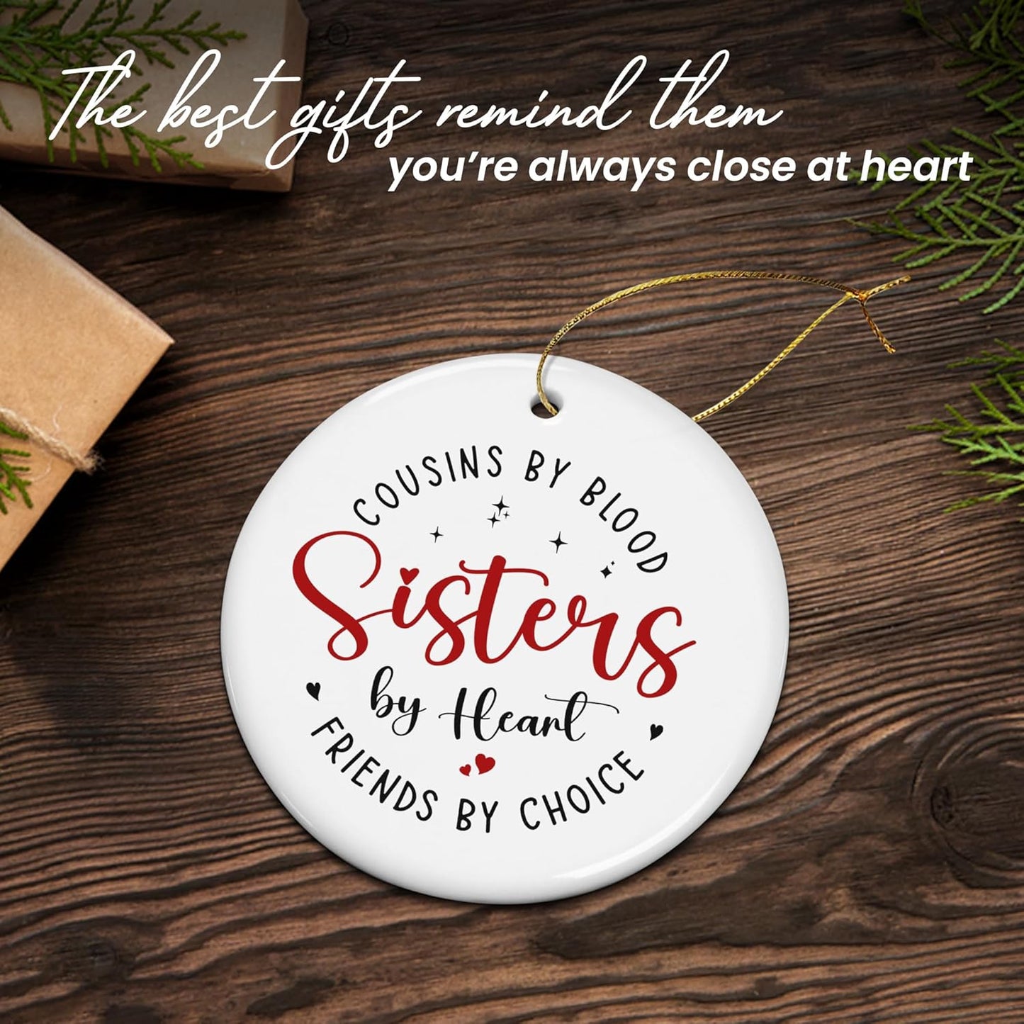 OASSIE Sister Gifts for Cousins Female - Ceramic Christmas Ornaments 2025 for Tree Decorations - Birthday Long Distance Cousins Sister Gifts for Women, Cousin Gift Ideas for Christmas Decorations