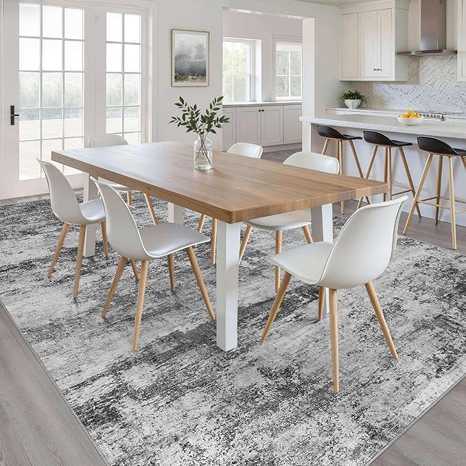 10x14 Area Rugs Living Room: Washable Large Abstract Neutral Modern Soft Rug Stain Resistant Indoor Floor Non-Slip Accent Carpet for Bedroom Nursery Playroom Dining Room Office Dorm Home House Decor