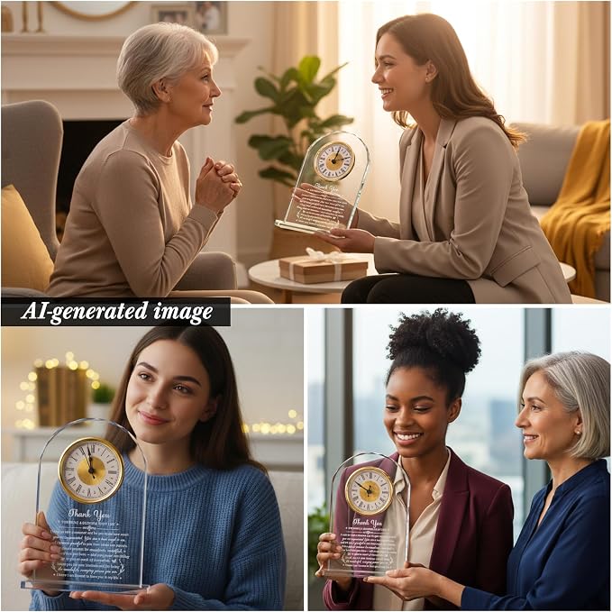Movdyka Thank You Appreciation Gifts for Women Men, Crystal Clock Plaque | Appreciation Gifts for Coworker Boss Friends Mom Volunteer Nurse Doctor, Thank You for Being A Blessing in My Life