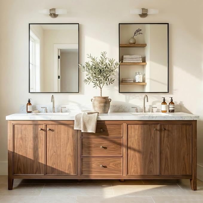 40"x30" Matte Black Framed Rectangle Bathroom Vanity Wall Mirror | Over-Sink Vanity Mirror, Slim Metal Frame, Entryway or Dresser Use, Vertical/Horizontal Mount, Tempered Glass