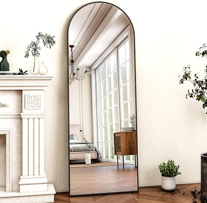HARRITPURE 59"x16" Arched Full Length Mirror, Arch Floor Mirror with Aluminum Frame Standing Full Body Mirror for Home Bedroom Dressing Room, Black