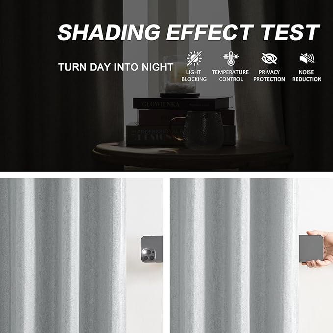 Light Grey Pinch Pleated Blackout Curtains 126 Inch Long, Accordion Style Thermal Insulated Drapes with Hooks, Back Tab Ceiling Traverse Curtains for Living Room,40x126, 2 Panels