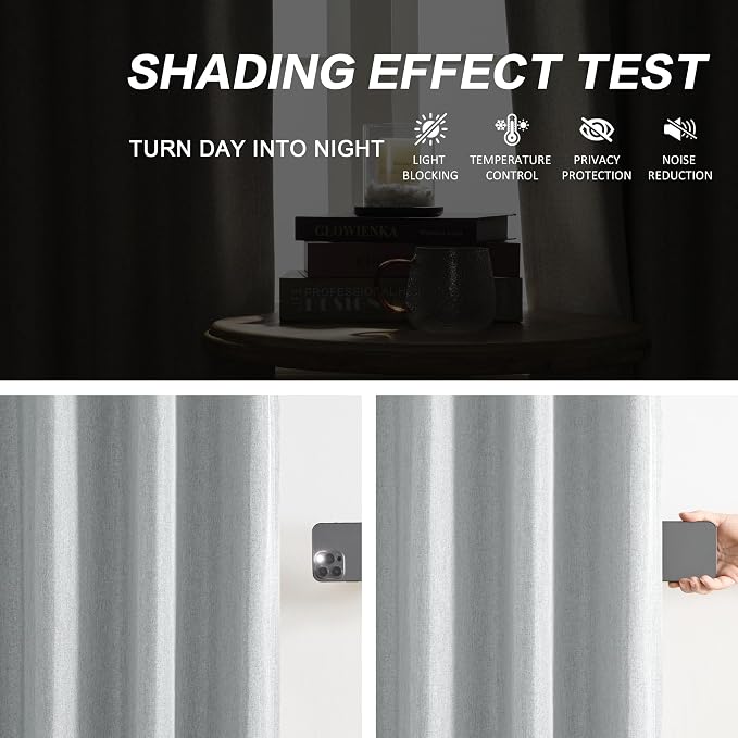 Light Grey Pinch Pleated Blackout Curtains 104 Inch Long, Accordion Style Thermal Insulated Drapes with Hooks, Back Tab Ceiling Traverse Curtains for Living Room,40x104, 2 Panels