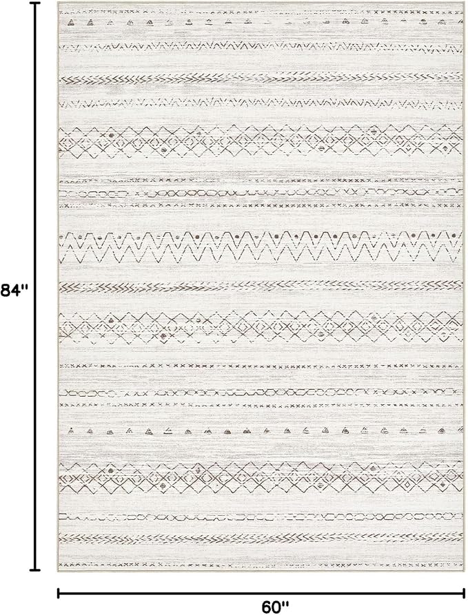 cotiled 5x7 Area Rugs Living Room Rug: Washable Boho Rugs with Non Slip Backing Large Soft Indoor Stain Resistant Carpet for Bedroom Farmhouse Dining Room Lightweight Home Decor Brown