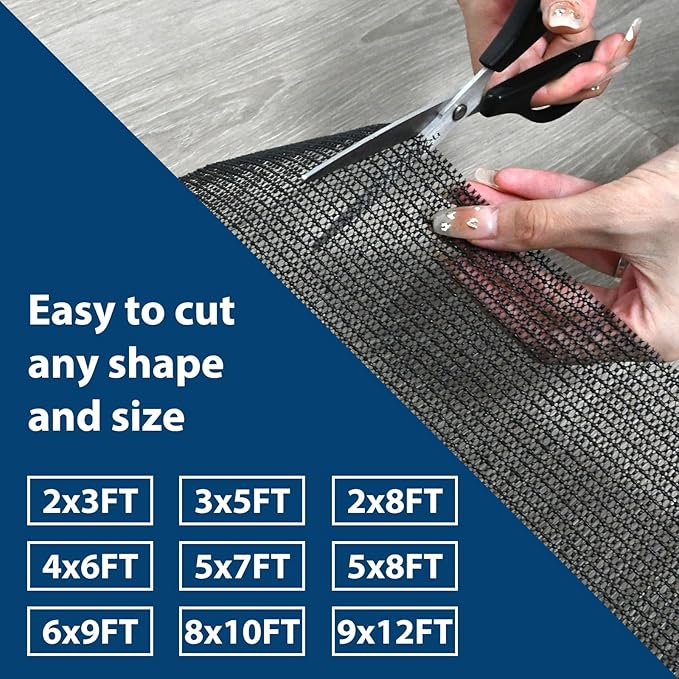 Non Slip Rug Pads for Hardwood Floors, 2x3 Rug Pad Gripper for Area Rugs, Under Carpet Anti Skid Mat, Black, Keep Your Rugs Safe and in Place
