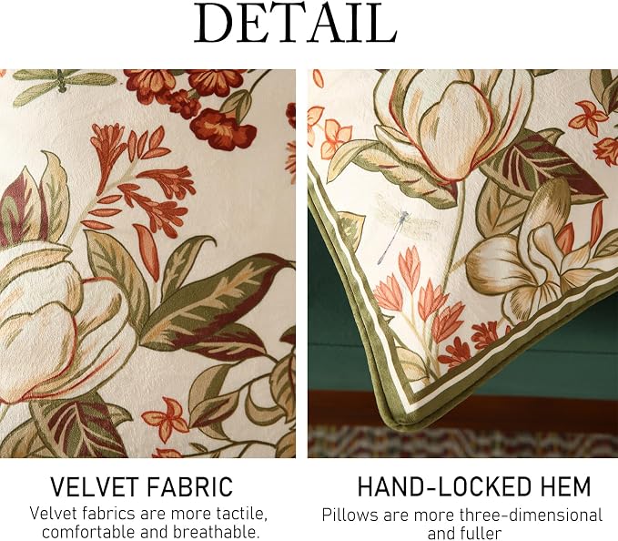 ISAENNE Designer Velvet Throw Pillow Covers,18"x18" Set of 2-Grace A | Pillow Cover,Concealed Zipper Design,Dragonfly Pattern,Sofas,Bedroom,Living Room,Lounge Chairs,All Season Home Decor