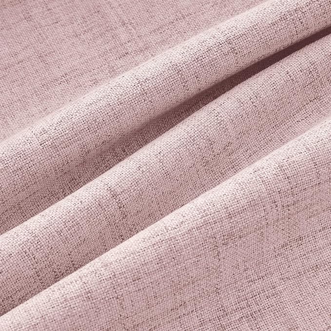 MIULEE 100% Blackout Linen Curtains for Bedroom, Pink Solid Luxury Decor Thermal Insulation Room Darkening Drapes for Living Room Back Tab Rod Pocket 42 x 63 Inches, 2 Panels