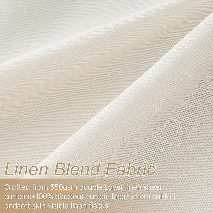 Topfinel Pinch Pleated Full Blackout Linen Curtains 84 Inch for Bedroom Living Room,Fall Brich Double Layer Linen Blended Room Darkening Back Tab Pinch Pleat Drape with Hooks Rings 2 Panel 40" Wx84 L