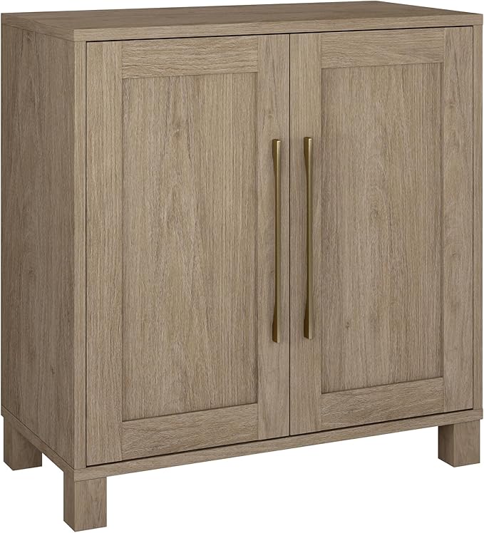 Henn&Hart 28" Wooden Accent Cabinet, Modern Sideboard Buffet Cabinet with 2 Doors and an Adjustable Shelf for Living Room, Dining Room, Bedroom or Entryway, Weathered Gray