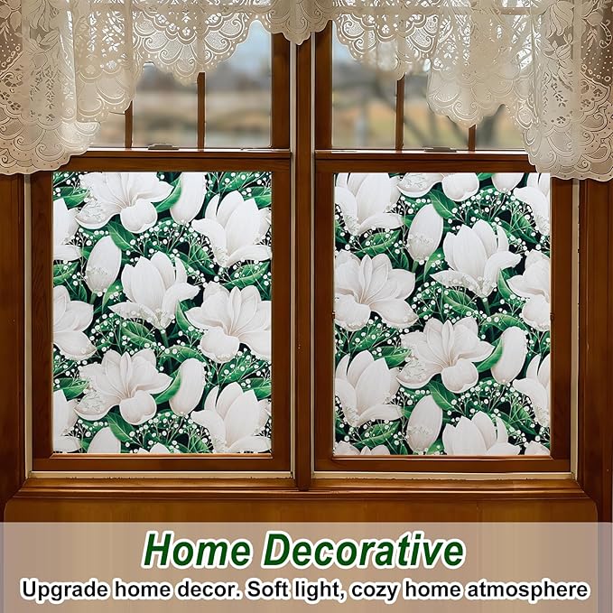 SOMWISE Frosted Glass Window Privacy Film with Tools, Heat Blocking, Anti-UV, Anti-Glare, Static Cling, Decor for Home Bathroom Door, Renter Friendly, Removable, Reusable, Green 45Inchx78.5Inch
