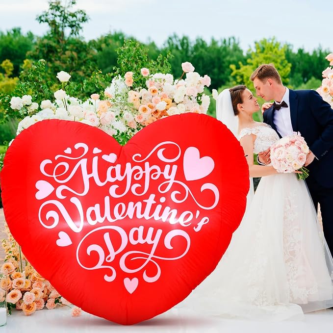 VIHOSE Valentines Day Inflatable Heart Decoration with LED Lights – 4 FT Love Heart Blow Up Yard Decor Happy Valentines Day Outdoor Lawn Porch Wedding Romantic Events