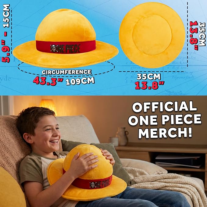 Get Trend One Piece Plush Cushion Pillow, Soft Plush Throw Pillow Cute Fluffy Cushion Anime Decor Cuddle Plushies, Gifts for Teens, Women (Yellow One Piece, L13.8 x W13.8)