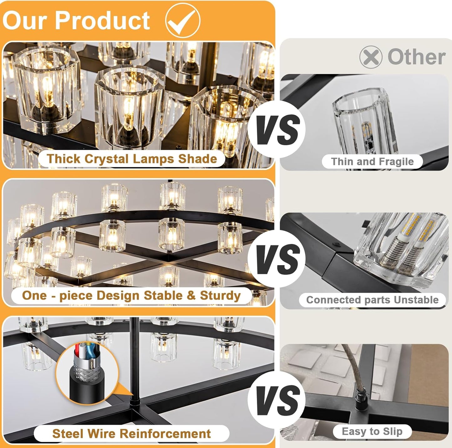 Modern Black Crystal Chandelier,36" K9 Crystal Chandeliers for Dining Room Over Table,Wagon Wheel Chandeliers for Dining Room,Living Room,Foyer,Includes 36XG4 Bulbs