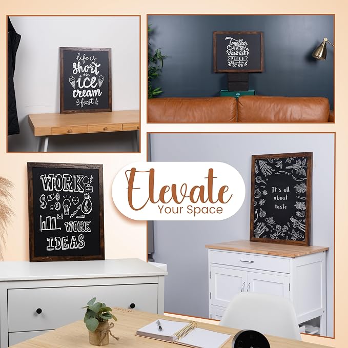 Loddie Doddie Wood Chalkboard Calendar - 18 in x 22 in, Rustic Frame, Mounting Hardware - Magnetic Chalkboard for Wall - Menu Board for Kitchen - Hanging Chalk Board Sign