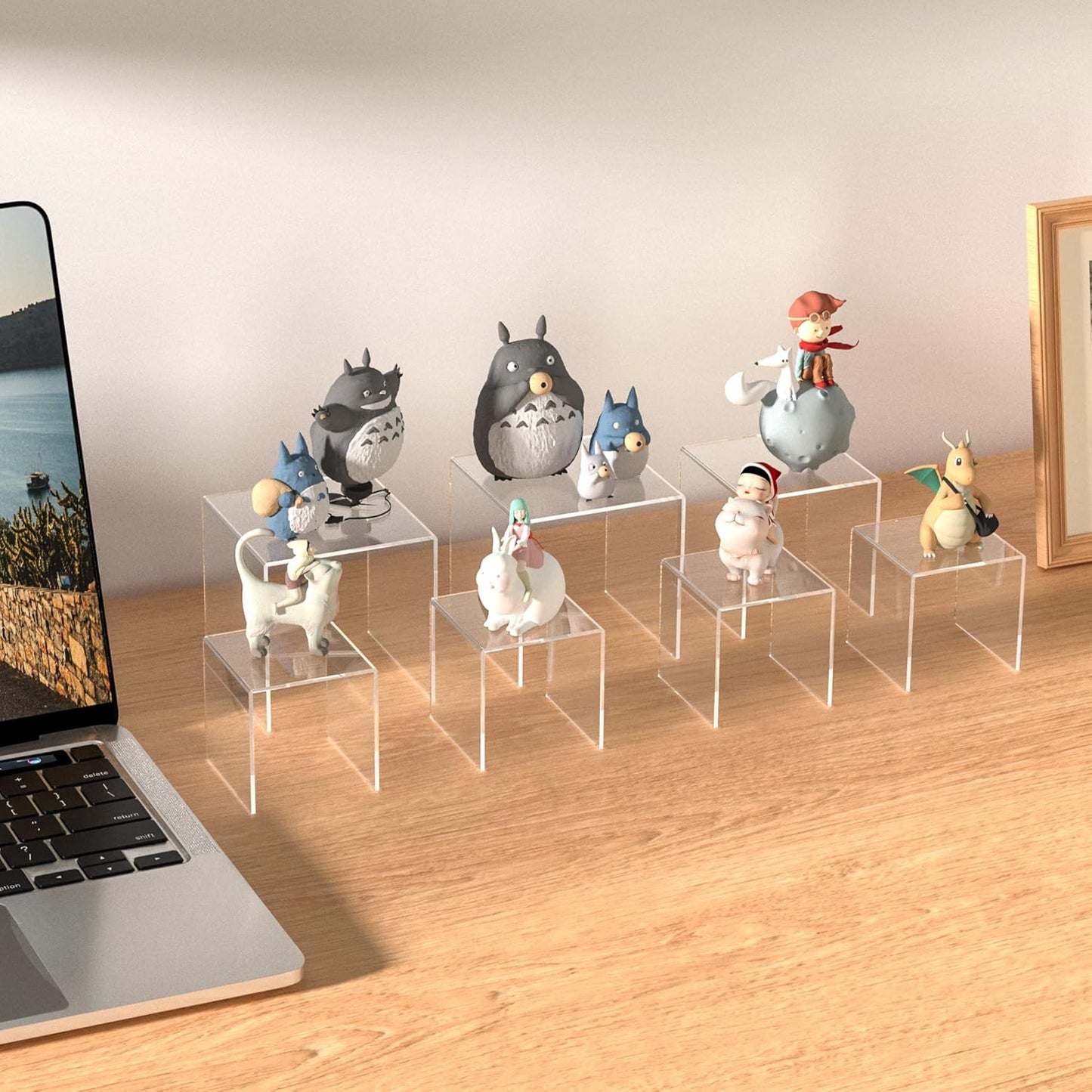 Clear Acrylic Risers 3 pcs, Square Acrylic Food Display Stands Tabletop, Display Shelf for Vendors, Collectibles, Funko Pop, Food, Glasses, Perfume, Small Plants - 5''x6''x7''