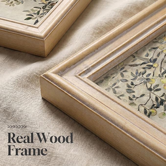 Large Vintage Framed Tree Wall Art for Living Room, 3 Piece Neutral Rustic Botanical Canvas Prints Artwork for Walls, Modern Farmhouse Leaf Pictures for Bedroom Dining Room Office Wall Decor, 24x36 In