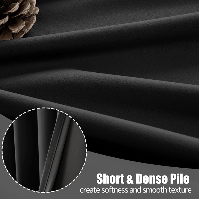 YoungsTex Velvet Blackout Curtains 90 Inch Length 2 Panels, Extra Long Darkening Drapes with Grommet Privacy for Bedroom Living Room, Black, 52 X 90 Inch