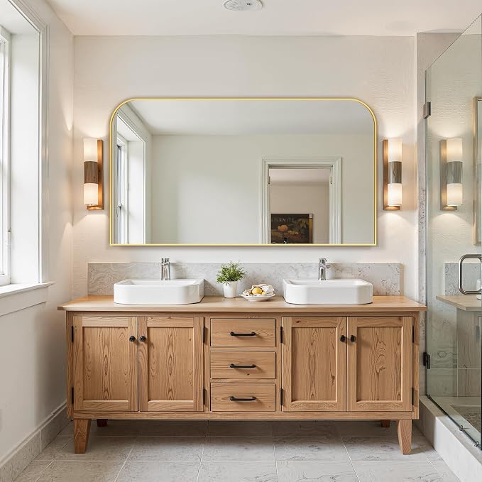 Bathroom Vanity Mirror,30" x 55" Gold Metal Framed Wall Mirror for Over Sink, Living Room, Bedroom,Entryway Decor