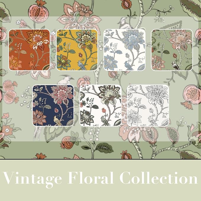 Green and White Curtains 96 Inches Long 2 Panel Set for Bay Window,70% Blackout Eclectic Art Nouveau Print Floral Patterned Cool Ceiling to Floor Length Curtain Drapes for Living Room Sunroom