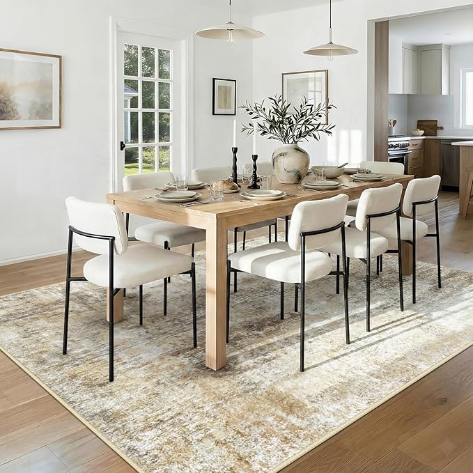 RELEANY Washable Area Rugs 6'x9' Non-Slip Modern Abstract Soft for Living Room Entryway Bedroom Kitchen, Print Pattern, Neutral Brown Gray