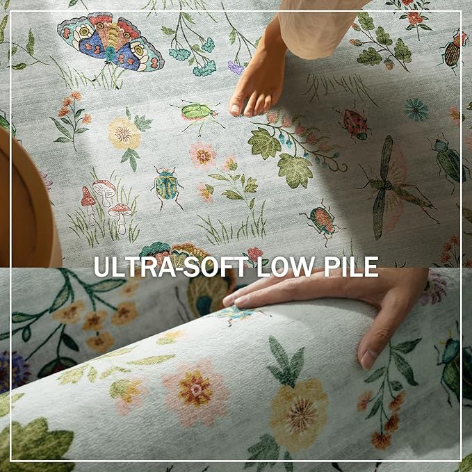 Machine Washable Rug Runners for Hallways: 2'6"x8' Kitchen Runner Stain Resistant Non Slip Low Pile Soft Carpet Runner Rug for Entryway Hallway Indoor Kitchen Beside Bedroom Bathroom Farmhouse