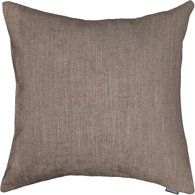 Set of 2 Leather Throw Pillow Covers Cotton Linen Decor Patchwork Pillow Cover Faux Leather Pillows Cover for Couch Sofa Living Room Bedroom,Coffee 16"x16"