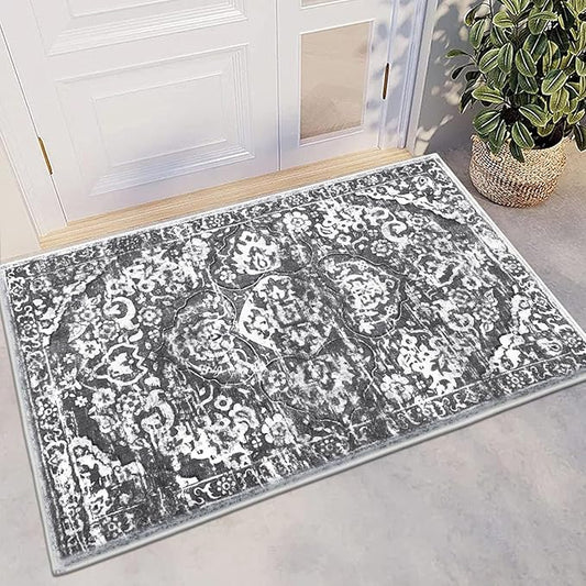 HEBE Washable Area Rug 2'x3', Non Slip Soft Distressed Bedroom & Living Room Rug Accent Throw Rugs Vintage Entry Floor Carpet for Dining Room & Bathroom Entryway