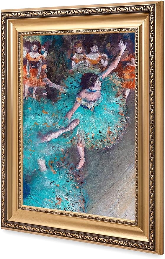 DECORARTS - Dancer in Green by Edgar Degas. Oil Painting Reproduction, Giclee Print on Canvas. Ready to Hang Framed Wall Art for Home and Office Decor. Total Size w/Frame: 22x30