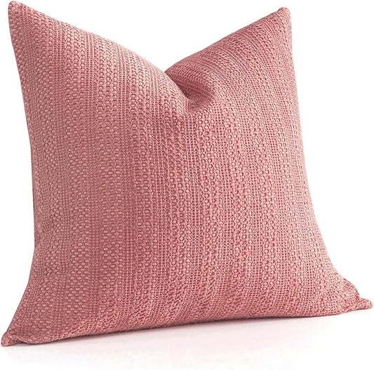 1pc 24x24 Pillow Cover Euro Sham Pillow Covers Cotton Euro Pillow Shams, Boho Throw Pillow Covers Large Decorative Square Pillowcase for Couch Bed, Coral Pink
