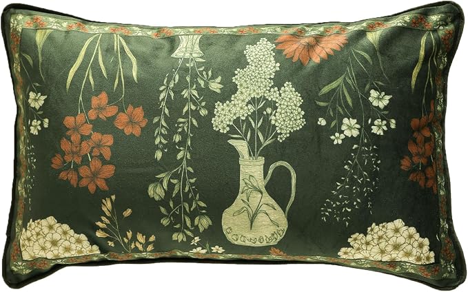 ISAENNE Designer Vintage Velvet Throw Pillow Cover,20"x12"-Nocturne | Pillow Cover,Concealed Zipper Design,Dragonfly Pattern,Sofas,Bedroom,Living Room,Lounge Chairs,All Season Home Decor