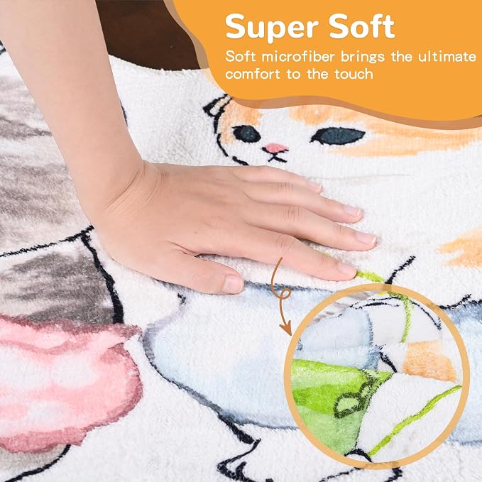 Cat Rugs, 1.3' X 3.9' Small Cute Irregular Shaped Rug for Bedroom Bathroom Room, Funny Cartoon Pet Area Carpet Kid Rugs, Cat Decor Dog Shaped Pet and Children Entryway Runner Rug (D Four Pants Cat)